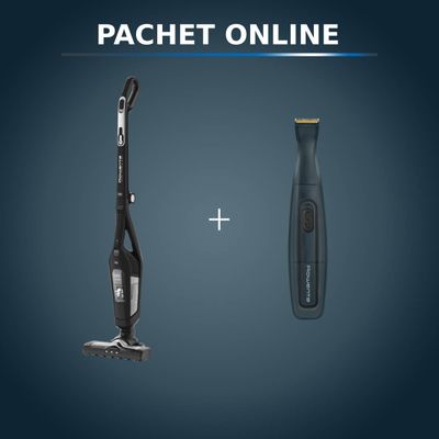 Pachet PROMO Aspirator vertical 2 &icirc;n 1 Rowenta Dual Force RH6735WH & Aparat de tuns barba Rowenta Nomad TN3651F0