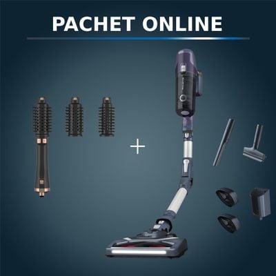 Pachet PROMO Aspirator vertical X-Pert 6.60 Essential RH6848WO si Peria rotativă cu aer cald Rowenta Ultimate Experience CF9620F0