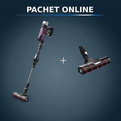 Pachet PROMO Aspirator vertical Rowenta X-Force Flex 9.60 Allergy RH2048WO & Cap de aspirare cu perie pentru parchet Rowenta ZR045010