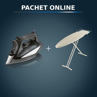 Pachet PROMO Fier de calcat cu abur Rowenta Expertis Anti-Calc DW7025D1 & Masa de calcat Tefal TI1200E1