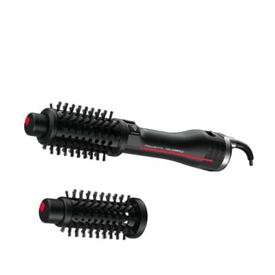 Peria rotativă cu aer cald Rowenta&nbsp;Karl Lagerfeld Pro Stylist CF961LF0, 750W, tehnologie Pro Dual Motion, generator de ioni, &icirc;nveliş exclusiv Keratin & Glow, cablu 1.8m, negru&rosu