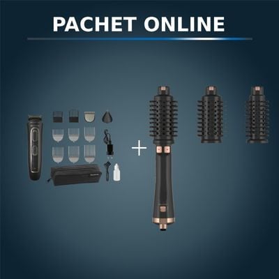 Pachet PROMO Peria rotativă cu aer cald Rowenta Ultimate Experience CF9620F0 si Aparat de tuns multifunctional Rowenta x Karl Lagerfeld Trim & Style 12 in 1 TN911LF0