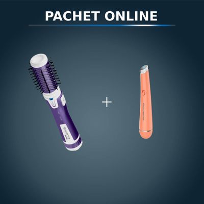 Pachet PROMO Perie rotativă Rowenta Brush Activ' Volume&Shine 2 CF9530F0 & Aparat de masaj anti-oboseala pentru ochi Rowenta My Beauty Routine LV2010F0