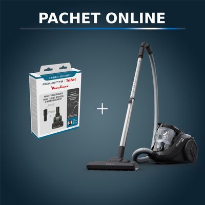 Pachet PROMO Aspirator fara sac Rowenta Compact Power Cyclonic RO3725EA & Perie turbo pentru aspirator Rowenta ZR900601
