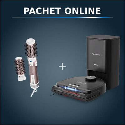 Pachet PROMO Aspirator robot Rowenta X-Plorer Serie 240+ RR9695WH si Perie rotativa Rowenta Brush Activ' Premium Care CF9540