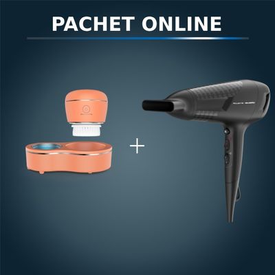 Pachet PROMO Perie electrica de curatare faciala Rowenta My Beauty Routine Anti-Blemish LV4010F0 si Uscător de păr Studio Dry Rowenta x Karl Lagerfeld CV581LF0