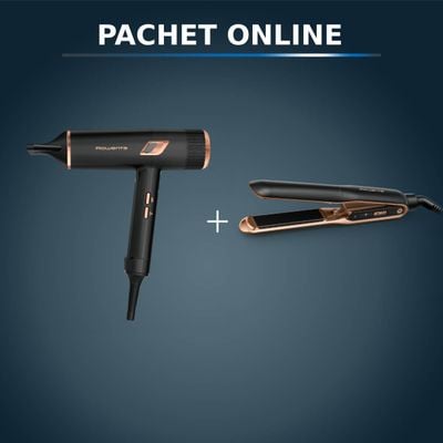 Pachet PROMO Uscător de păr Rowenta Ultimate Experience Maestria CV9920F0 & Placă de &icirc;ndreptat părul Rowenta Ultimate Experience SF8120F0