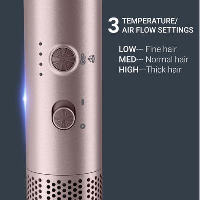 Perie cu aer cald Rowenta Ultimate Experience Air Nano UB9B20E0, 950 W, 3 trepte de viteza si temperatura, non-rotativa, generator de ioni, invelis ceramic, 2 perii, 1 capat uscare, geanta de transport, grilaj detasabil, varf rece, roz & negru