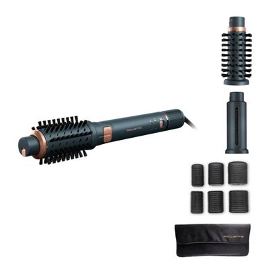 Perie rotativa cu aer cald Rowenta Air Rotate UB9920E0, 1300W, 4 trepte de viteza, 2 concentratoare, functie Respect, grilaj detasabil, invelis ceramic, verde & bronz