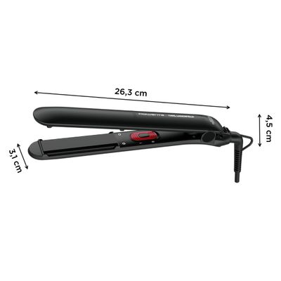 Placă de păr Rowenta EasyLiss Karl Lagerfeld SF161LF0, &icirc;nveliș Ceramic Tourmaline, 200 &deg;C, Funcția Straight & Curl, negru