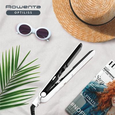 Placa de indreptat ROWENTA Optiliss SF3210F0, 10 trepte de temperatura, functie straight&curl, invelis ceramic, cablu 1.8m, alb