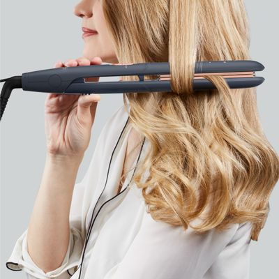 Placă de păr Rowenta Express Style Stellar SF1831F0, &icirc;nveliș Ceramic Tourmaline, afișaj LED, gri & auriu