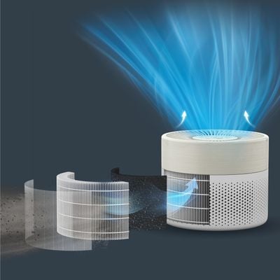 Purificator de aer Rowenta Pure Air Mini PU1521F0, 22 m², mod silentios, ultra-compact, filtrare HEPA Allergy+, CADR 85 m³/ora, alb & crem