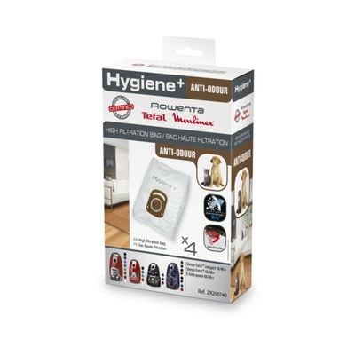 Set 4 saci de aspirator Rowenta ZR200740 Hygiene+ Animal Care, compatibili cu aspiratoarele Silence Force, Green Force, Power XXL, X-trem Power, Compact Power si cu robotii X-Plorer Serie 65+, 70+, 75S+, 85+, 90+, 135+, 140+, 220+, 240AI+