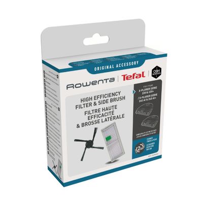 Kit Rowenta ZR294002 cu filtru de inalta performanta si perie laterala, compatibil cu aspiratoarele robot Rowenta X-Plorer 220, 220+, 240 AI, 240 AI+, seriile RR94xx, RR96xx