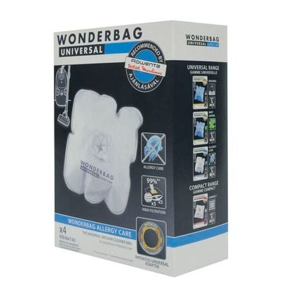 Set 4 saci de aspirator Rowenta Wonderbag Universal WB484740 Allergy Care, compatibili cu aspiratoarele Spaceo, Compact Power, Silence Force Extreme, Silence Force, Silence Force Compact, Silence Force Extreme Compact si Silence Force Upgrade