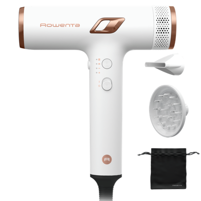 Uscator de par compact Rowenta Nano HY8140F0, 1700W, 3 trepte de viteza, 3 trepte de temperatura, duza de concentrare, difuzor volum, generator de ioni, flux de aer rece, grilaj detasabil, perie de curatare, alb