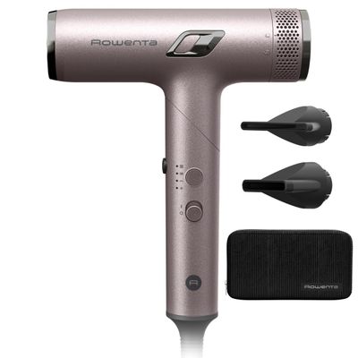 Uscator de par pliabil Rowenta Nano HY8530E0, 1700W, 3 trepte de viteza, 3 trepte de temperatura, 2 concentratoare, functie aer rece, generator de ioni, grilaj detasabil, roz & negru  