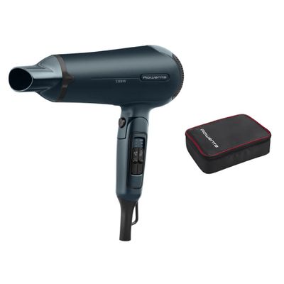 Uscator de par pliabil Rowenta Nomad CV4753F1, 2200W, 3 setari de temperatura, 2 trepte de viteza, functie aer rece, inel de agatare, grilaj detasabil, geanta transport, verde & negru