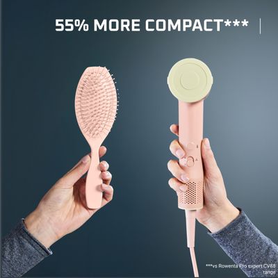 Uscator de par Rowenta Blumia HY5N11E0, 1300 W, 3 setari de temperatura, 2 trepte de viteza, generator de ioni, concentrator magnetic, design compact, roz