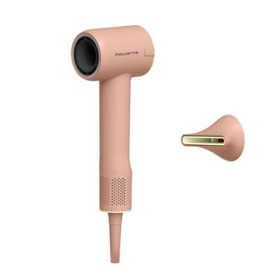 Uscator de par Rowenta Blumia HY5N11E0, 1300 W, 3 setari de temperatura, 2 trepte de viteza, generator de ioni, concentrator magnetic, design compact, roz