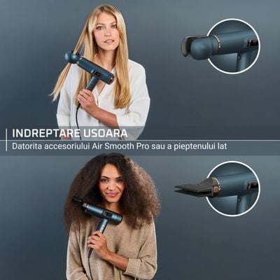 Uscator de par Rowenta Maestria For You HY9430E0, 1800W, 3 setari de temperatura, 3 trepte de viteza, mod manual, invelis ceramic, generator de ioni, 6 accesorii, verde