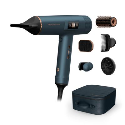 Uscator de par Rowenta Maestria For You HY9430E0, 1800W, 3 setari de temperatura, 3 trepte de viteza, mod manual, invelis ceramic, generator de ioni, 6 accesorii, verde