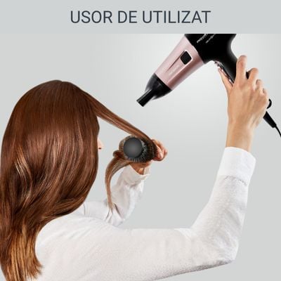Uscator de par Rowenta PowerLine CV5940F0, 2400W, functie Effiwats, invelis cashmere keratin, tehnologie Ionic booster, negru/roz