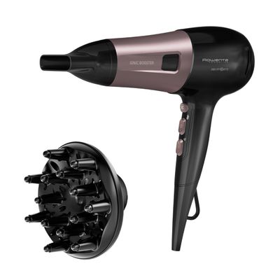 Uscator de par Rowenta PowerLine CV5940F0, 2400W, functie Effiwats, invelis cashmere keratin, tehnologie Ionic booster, negru/roz