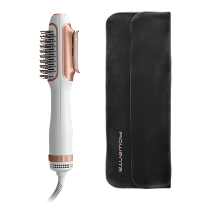 Uscator de par si perie cu aer cald Rowenta Reverso 2 in 1 CF9820F0, 1200W, 2 trepte de viteza si temperatura, husa transport inclusa, alb & auriu