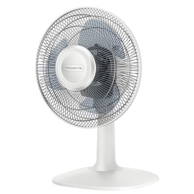 Ventilator de birou Rowenta Essential+ VU2310F0, 28 W, 2 trepte de viteza, rotire automata, consum redus de energie, design compact, alb