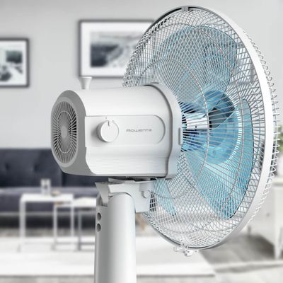 Ventilator de birou Rowenta Essential+ VU2330F2, 3 trepte de viteza, putere 35 W, design compact, nivel scazut de zgomot, alb