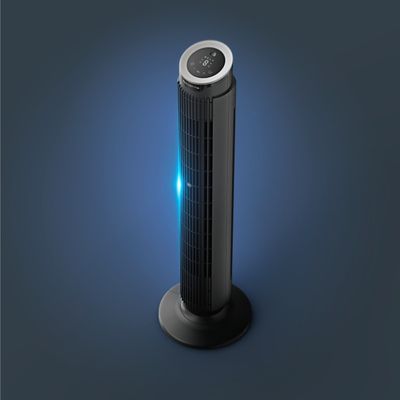 Ventilator turn Rowenta Eole Silence Force VU7020F0, 8 trepte de viteza, motor Effitech®, timer 8 ore, functie de noapte, ecran LED, oprire automata, telecomanda inclusa, negru