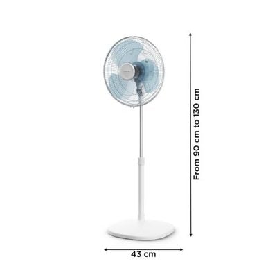 Ventilator cu picior Essential+ VU4410F2, putere 45 W, 3 trepte de putere, design compact, consum redus de energie, , alb