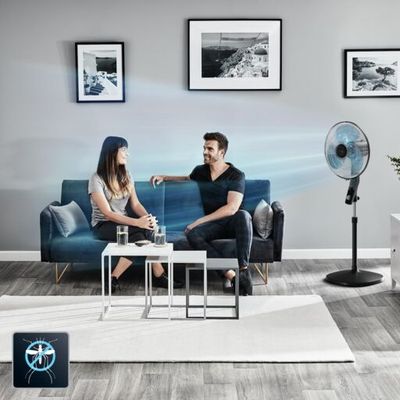 Ventilator cu picior Essential+ VU4420F2, putere 60 W, protecție impotriva țânțarilor, 3 trepte de viteza, consum redus de energie, design compact, negru