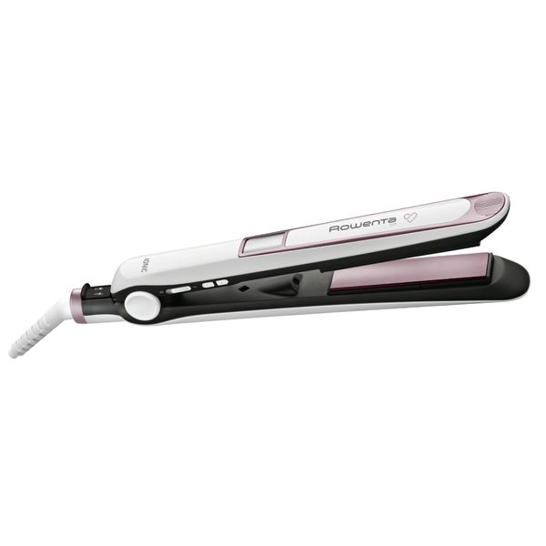 Placa de par Rowenta Premium Care 7/7 SF7460F0, setare temperatura 130° - 200°C, generator de ioni, invelis Cashmere Keratin cu ulei de argan, incalzire rapida in 30s, roz & alb