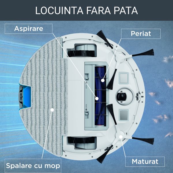 Aspirator robot X-Plorer Serie 130 Ai Animal & Allergy RR9077WH, actiune 4 in 1, autonomie de 120 minute, recipient pentru praf de 0.5L, alb