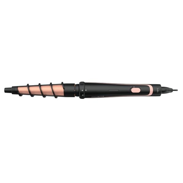 Aparat de coafat Rowenta Infinite Looks 14 în 1 CF4231F0, înveliș Ceramic, accesoriu conic pentru bucle, perie rotunda, negru&portocaliu