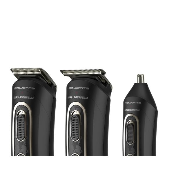 Aparat de tuns multifunctional Rowenta x Karl Lagerfeld Trim & Style 12 in 1 TN911LF0, Tehnologia Wet & Dry, autonomie pana la 120 minute 