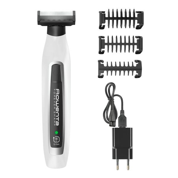 Aparatul hibrid de tuns, conturat și bărbierit Rowenta Forever Sharp TN6010F5, wet&dry, lame  inox cu tehnologie cu autoascutire, 3 piepteni, negru/alb
