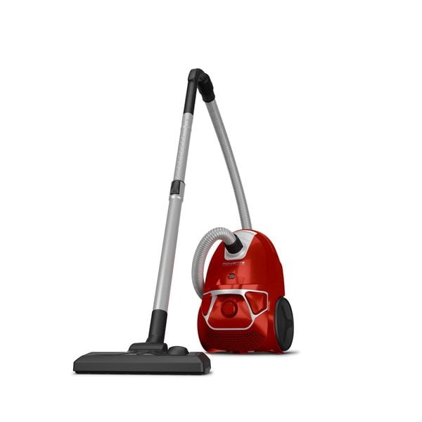 Aspirator cu sac Rowenta Compact Power parquet RO3923EA, 750W, Clasa A, Tub telescopic din metal, Sac Hygiene+, Rosu
