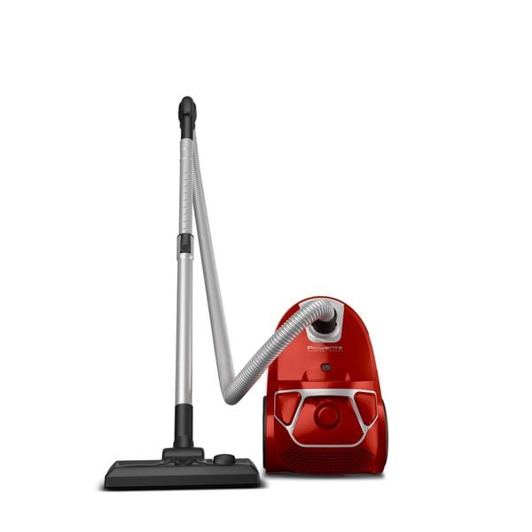 Aspirator cu sac Rowenta Compact Power parquet RO3923EA, 750W, Clasa A, Tub telescopic din metal, Sac Hygiene+, Rosu