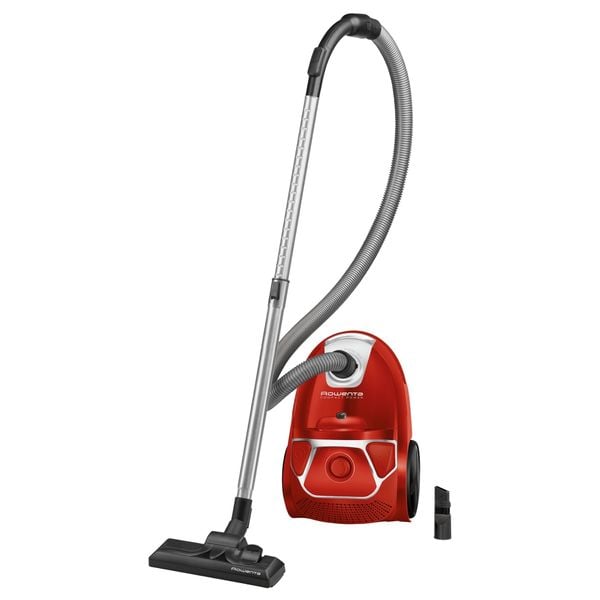 Aspirator cu sac Rowenta Compact Power parquet RO3923EA, 750W, Clasa A, Tub telescopic din metal, Sac Hygiene+, Rosu