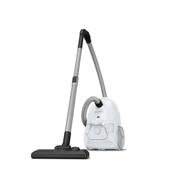 Aspirator cu sac Rowenta Compact Power RO3927EA, 750W, filtrare 2 nivele 99.98%, recipient sac 3L, raza de operare 8.8m, alb