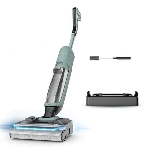 Aspirator cu spalare Rowenta X-Clean 3 GZ4012E0, 500 RPM, pana la 30 min autonomie, aspirare umeda si uscata, 2 moduri, design flexibil 180&deg;, iluminare LED, functie autocuratare, compatibil cu detergent, verde & negru