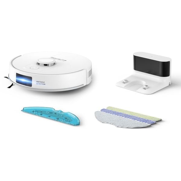 Aspirator robot Rowenta X-Plorer Serie 140 RR9177WH, putere aspirare 5000 Pa, 4 trepte de putere, autonomie de pana la 120 minute, recipient apa 0.32L, alb