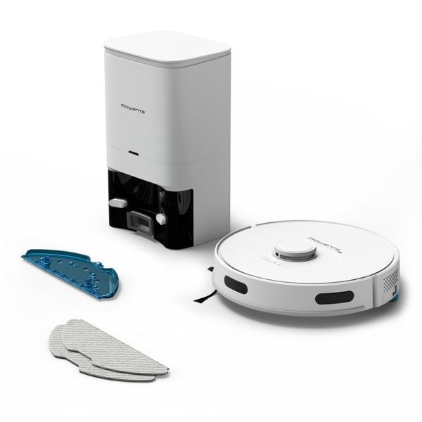 Aspirator robot Rowenta X-Plorer S75 S+ RR8587WH, 31W, 4 in 1, Smart Aqua Power, recipient praf 0.26L, recipient apa 0.3L, putere aspirare 2700Pa, autonomie 120 min, Alb