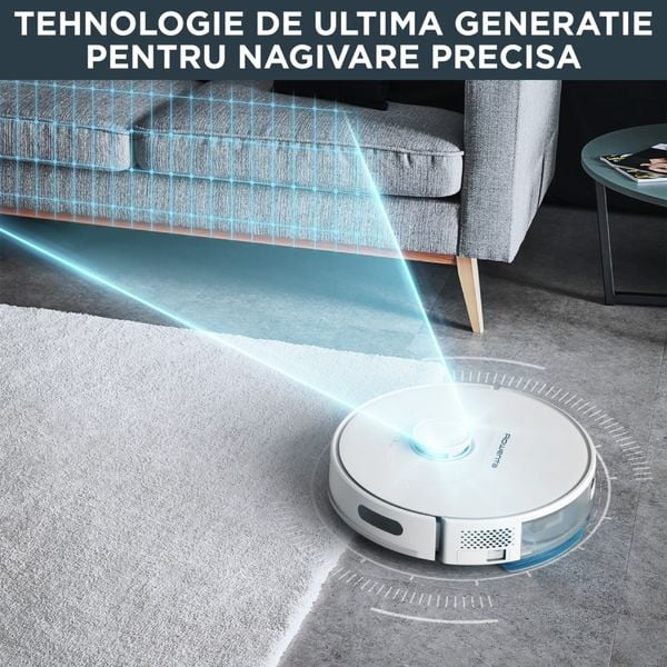 Aspirator robot Rowenta X-Plorer Serie 75 S RR8577WH, putere de aspirare 2700 Pa, autonomie 120 min, aspirare si spalare, navigatie laser, Wi-Fi, compatibil asistent vocal, alb