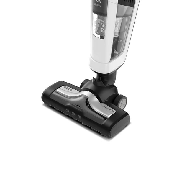Aspirator vertical 2in1 Dual Force Rowenta RH6737WH, 100W, 18V, autonomie 45 min, 2 viteze, recipient 0.6L, pliabil, alb