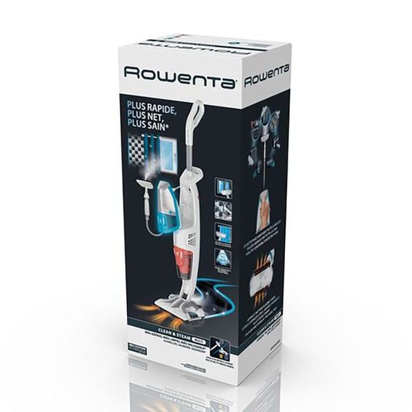 Pachet PROMO Aspirator cu abur Rowenta Clean & Steam 3 &icirc;n 1 RY8544WH & Perie rotativă Rowenta Brush Activ' Volume&Shine 2 CF9530